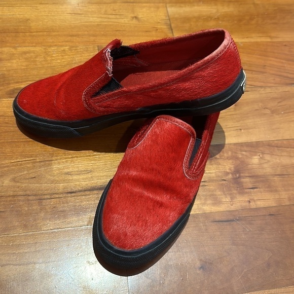 Sperry Top-Sider Jeffrey Red Leather Loafers Boat Shoes Mocs Cow Fur Pony Hair - Picture 7 of 9